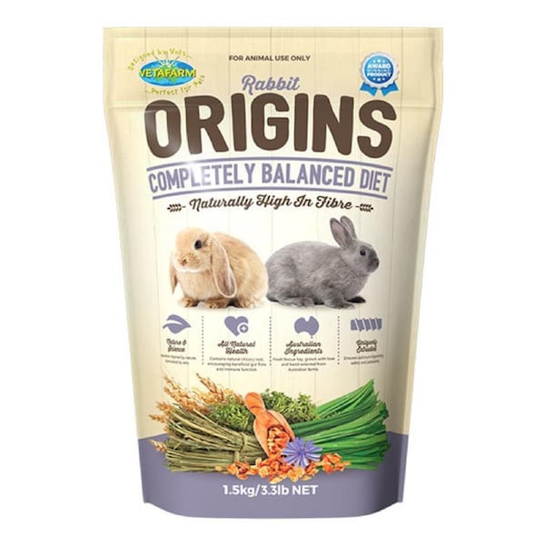 Vetafarm 1.5kg Rabbit Origins Food for Rabbits - Compelety Balanced Diet Pellets
