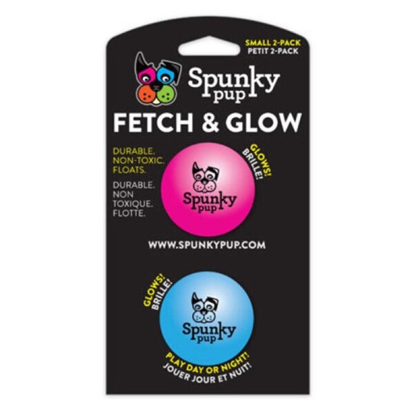Glow in the Dark Dog Toy Fetch & Glow Ball - Small (5cm) (2 Pack) (Spunky Pup)