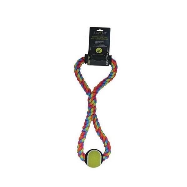 Rope Tug 50cm with Tennis Ball Toy for Dogs & Puppies by Scream
