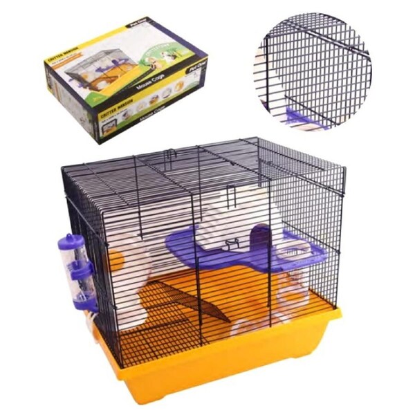 Critter Mansion Mouse Wire Cage - 42L X 30W X 36.5cm H - White/Yellow (Pet One)