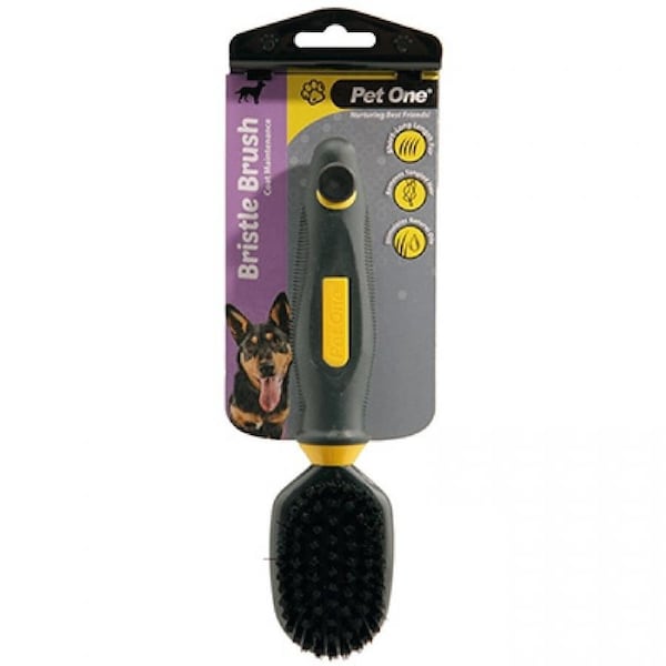 Small Dog Bristle Brush Stimulated & Massages Skin - Smooth Coat (Pet One)