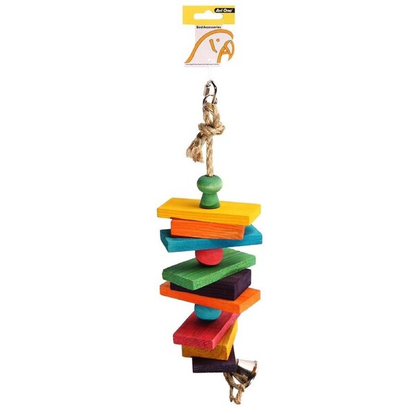 Wooden Blocks with Beads Toy for Parrots, Budgies 11x36cm by Avi One