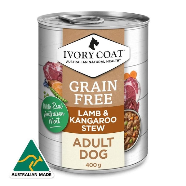 Ivory Coat 400 Gram Lamb and Kangaroo Stew Wet Dog Food Can Tin