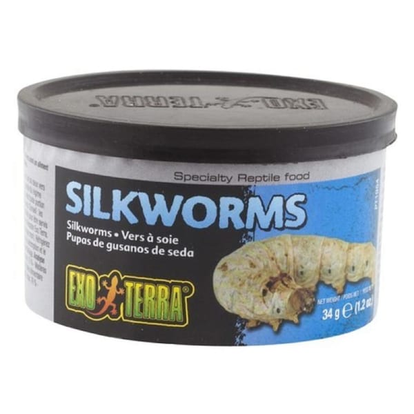 Exo Terra Medium 34 gram Wild Silkworms Reptile Lizard Food ExoTerra