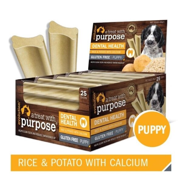 Three Puppy Evolution Dental Pet Treats - Rice & Potato with Calcium Dogs