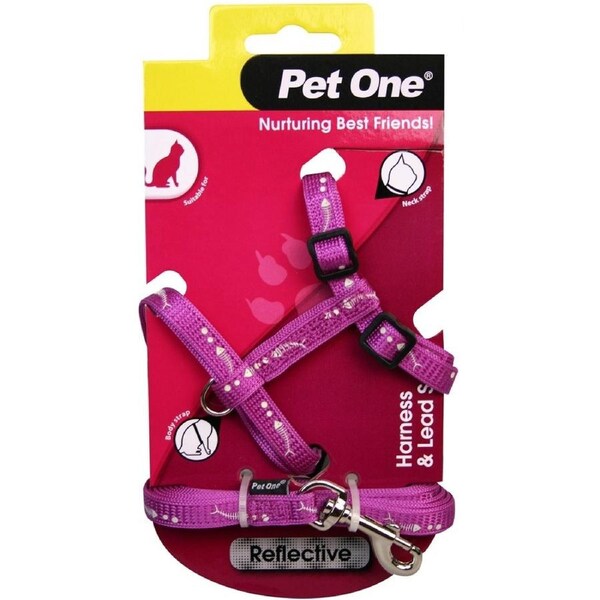 Purple Cat & Kitten Harness with lead Reflective Set - 15 to 22.5cm (Pet One)