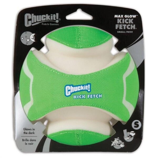 ChuckIt! Small 14cm Max Glow Kick Fetch Dog & Puppy Ball - Glow in the Dark (Chuck It)