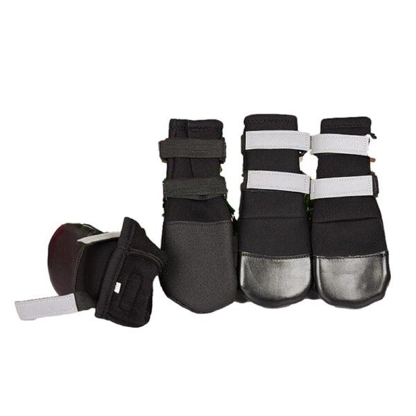 Large Black Waterproof Dog Boots - Pack of 4 Boots (8cm L x 7.5cm W) L