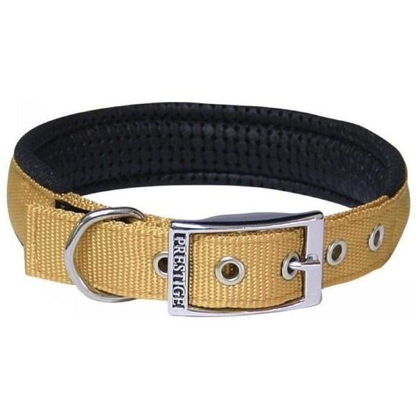 Gold Soft Padded Dog Collar - 25mm x 51cm Chrome Plated Buckle (Prestige Pet)
