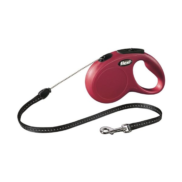 Flexi Red Medium 5 Meter Classic Cord Retractable Dog Lead for Adult Dogs & Puppies