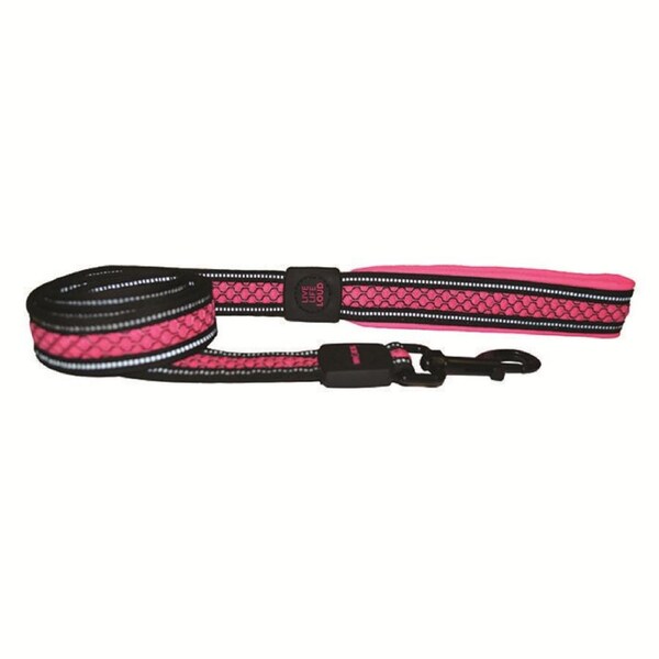 Loud Pink 2cm x 120cm Padded Reflective Dog Leash Lead Scream