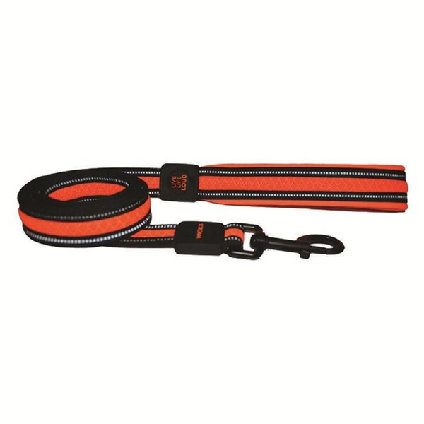 Loud Orange 2cm x 120cm Padded Reflective Dog Leash Lead Scream