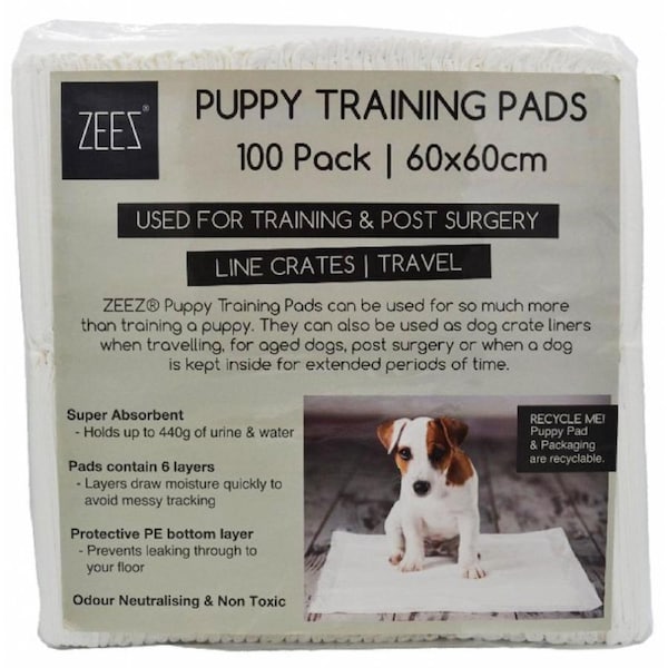 Puppy Dog Training Toilet Pads Zeez 100 Pack - 60 x 60cm