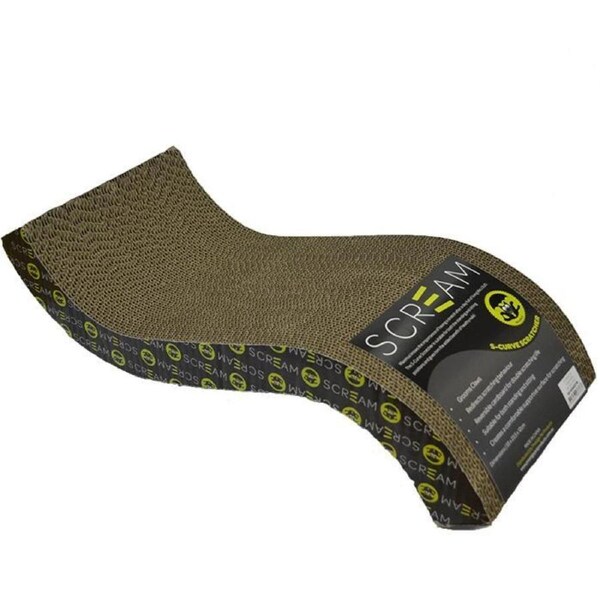 Wave S-Curve Style Scratcher for Adult Cats and Kittens by Scream - 55x23.5x12cm