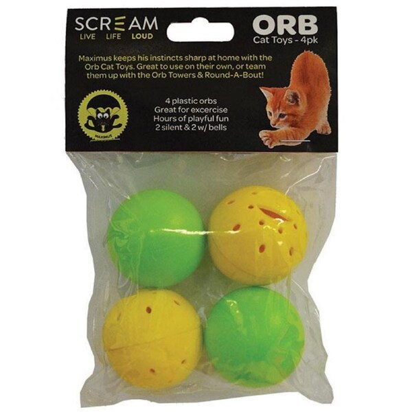 Orb Balls 4 Pack with Rattle for Adult Cats & Kittens