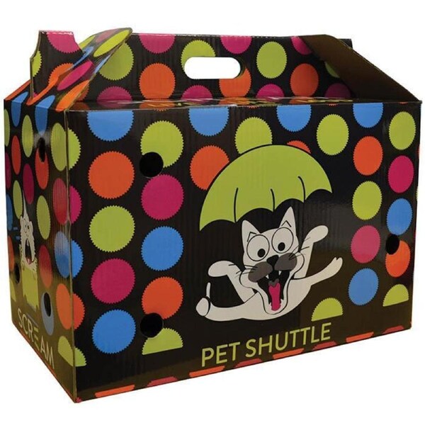 Shuttle Box Pet Cardboard Carrier to Suit Small Dogs, Cats, Birds, Small Animals by Scream (44x25x28cm)