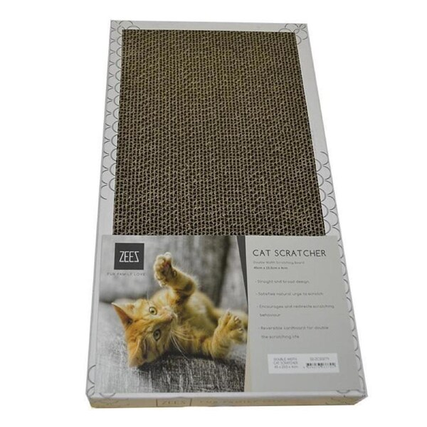 Cardboard Cat & Kitten Scratcher Double Width 45cm x 23cm Double Sided by ZeeZ