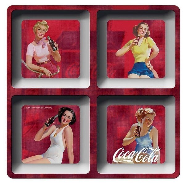 Coca-Cola Melamine Square Pin Ups Red Snack Tray