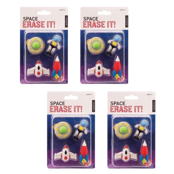 IS Gift Erase It! Space Set of 4 Erasers (4 Packs)