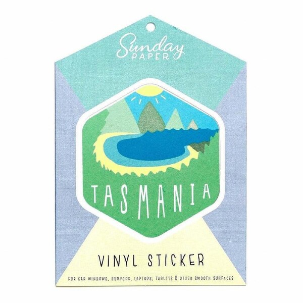 Sunday Paper Vinyl Bumper Sticker - Tasmania