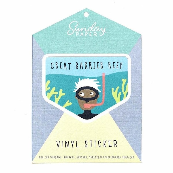 Sunday Paper Vinyl Bumper Sticker - Great Barrier Reef