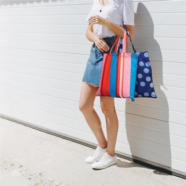 Recycled Material Foldable Shopper - Spots & Stripes (Set of 2)