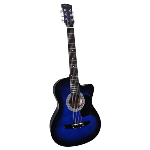 38in Acoustic Cutaway Guitar Wooden With Bag Pick Guard - Blue Burst