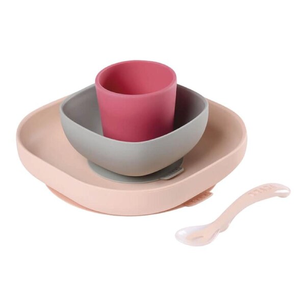 Beaba Silicone Suction Meal Set - Pink