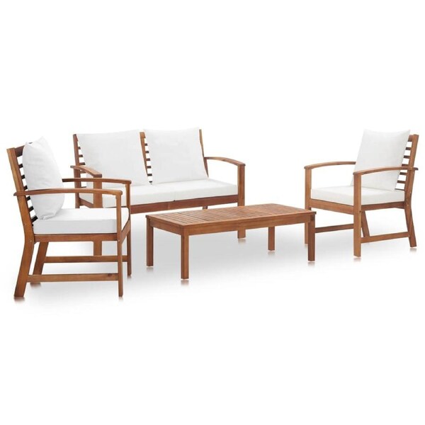 4 Piece Garden Lounge Set with Cushions Solid Acacia Wood vidaXL