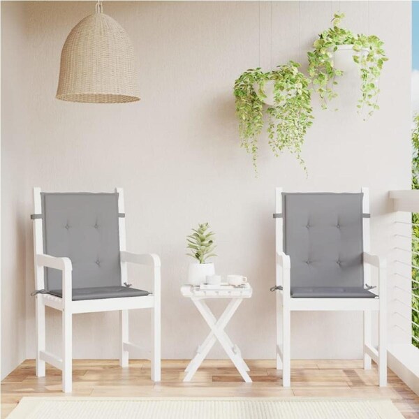Garden Lowback Chair Cushions 2 pcs Grey Oxford Fabric vidaXL