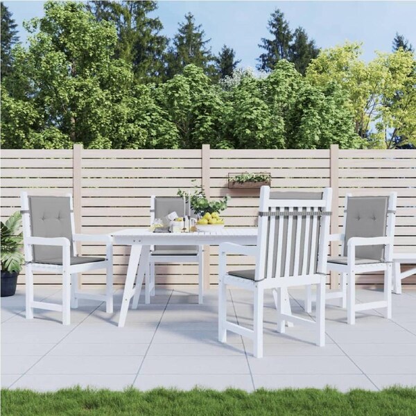 Garden Lowback Chair Cushions 4 pcs Grey Oxford Fabric vidaXL