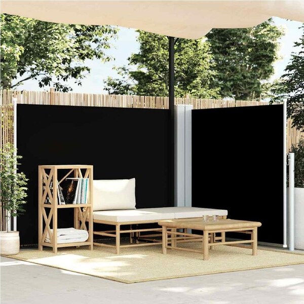 Retractable Side Awning Black 140x600 cm vidaXL
