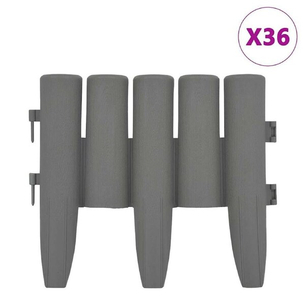 Lawn Edgings 36 pcs Grey 10 m PP vidaXL