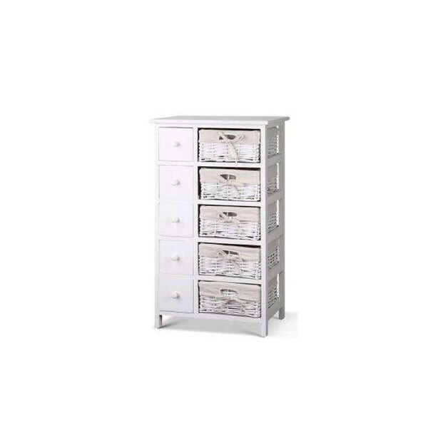 Five Basket Storage Drawers - White