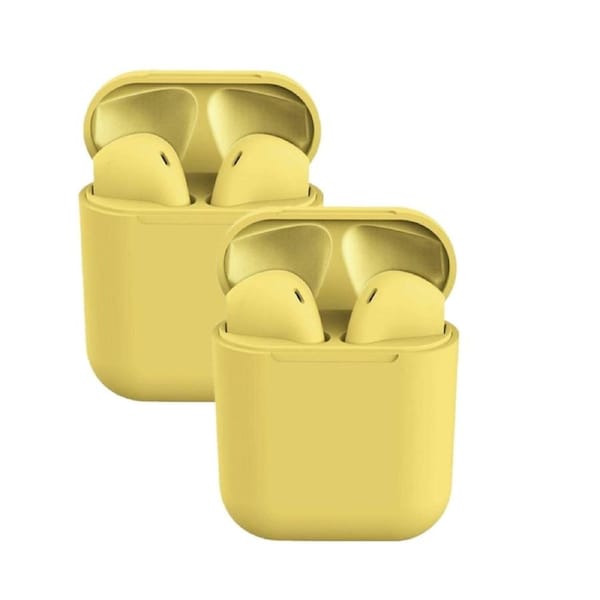 Catzon 2 Packs Wireless Earbuds inPods 12 Touch Control Bluetooth 5.0 Earbuds Earphone with Storage Case-Yellow