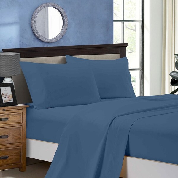 Super Soft Flat & Fitted Sheet Set - King Size Bed - Greyish Blue
