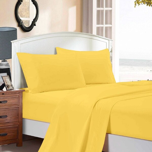 Super Soft Flat & Fitted Sheet Set - King Single Size Bed - Yellow