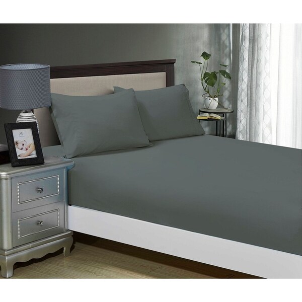 Super Soft Fitted Sheet & 2 Pillowcases Set - Queen Size Bed - Charcoal