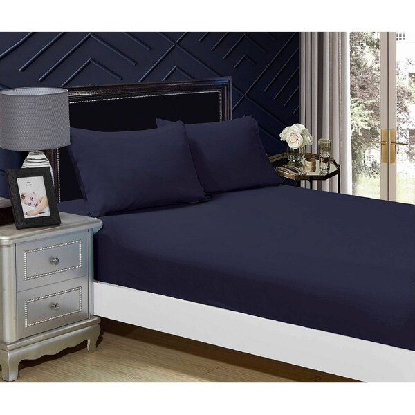 Super Soft Fitted Sheet & Pillowcase Set - King Single Size Bed - Midnight Blue