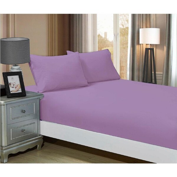 Super Soft Fitted Sheet & 2 Pillowcases Set - Super King Size Bed - Lilac