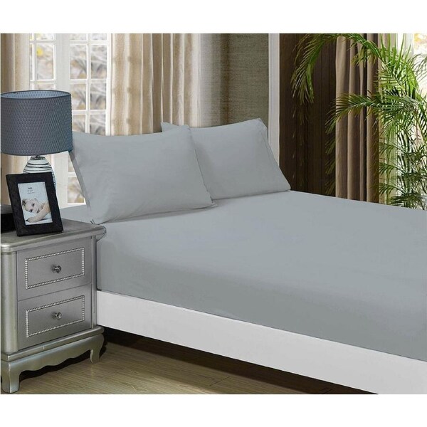 Super Soft Fitted Sheet & Pillowcase Set - Single Size Bed - Silver