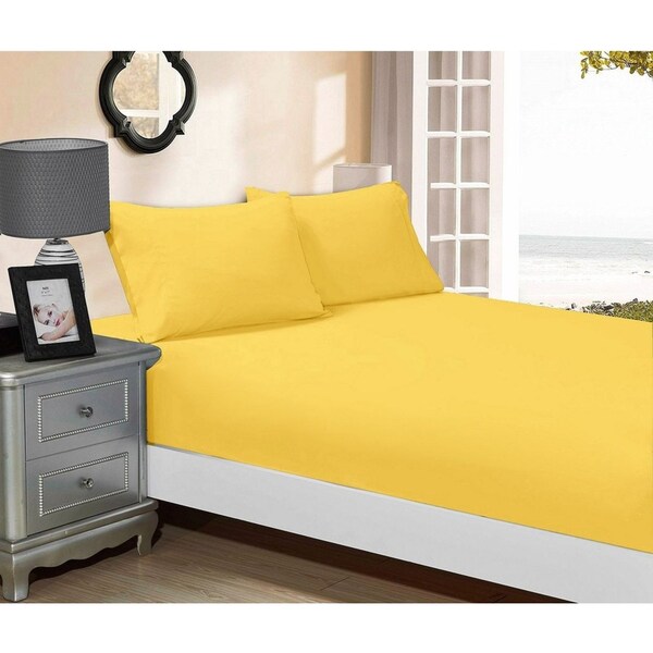 Super Soft Fitted Sheet & 2 Pillowcases Set - Double Size Bed - Yellow