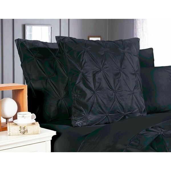 Diamond Pintuck Premium Ultra Soft European Pillowcases 2-Pack Black