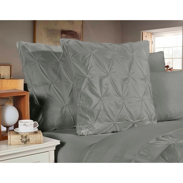 Diamond Pintuck Premium Ultra Soft European Pillowcases 2-Pack Grey