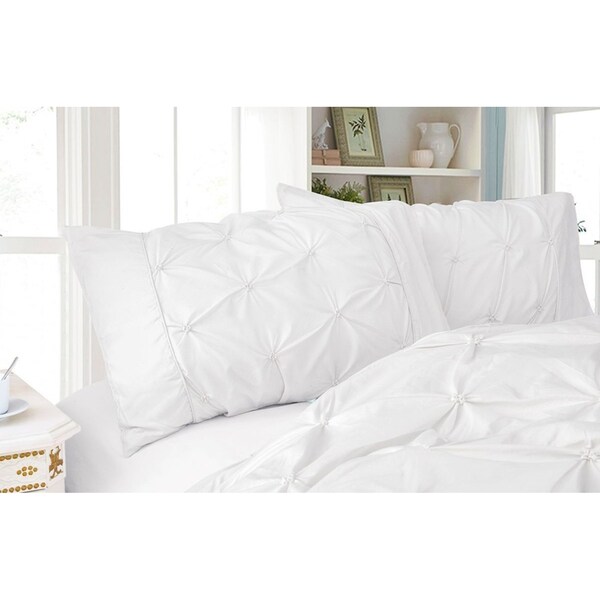 Diamond Pintuck Premium Ultra Soft Queen Size Pillowcases 2-Pack White