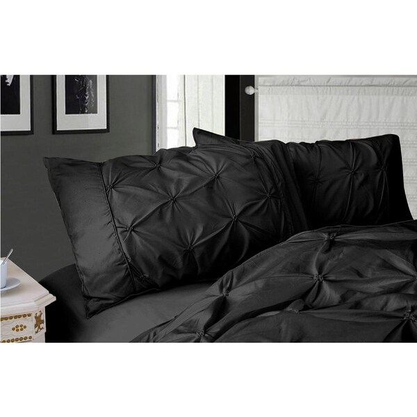 Diamond Pintuck Premium Ultra Soft Standrad Pillowcases 2-Pack Black