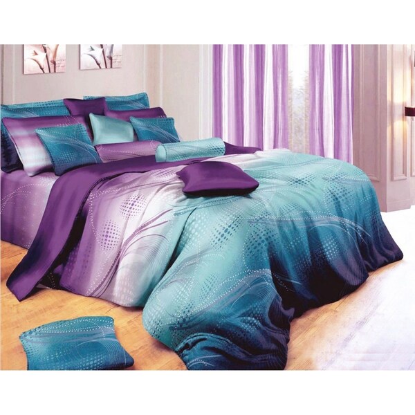 Vitara Quilt/Doona/Duvet Cover Set (King Single Size) Green Purple