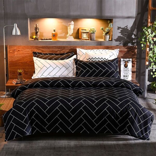 Black&White Quilt/Doona/Duvet Cover Set (King Size)