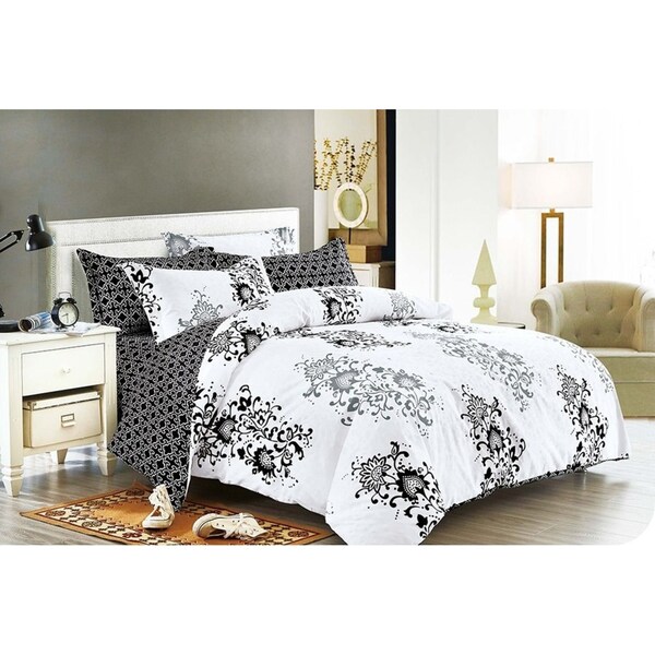 Chateaux Quilt/Doona/Duvet Cover Set (Queen Size) Black White