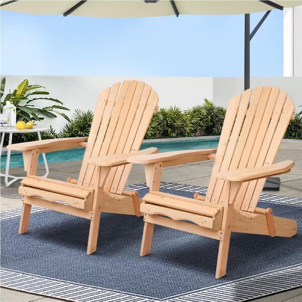 2x Adirondack Gardeon Patio Furniture Outdoor Chairs Beach Chair Wooden Garden Lounge